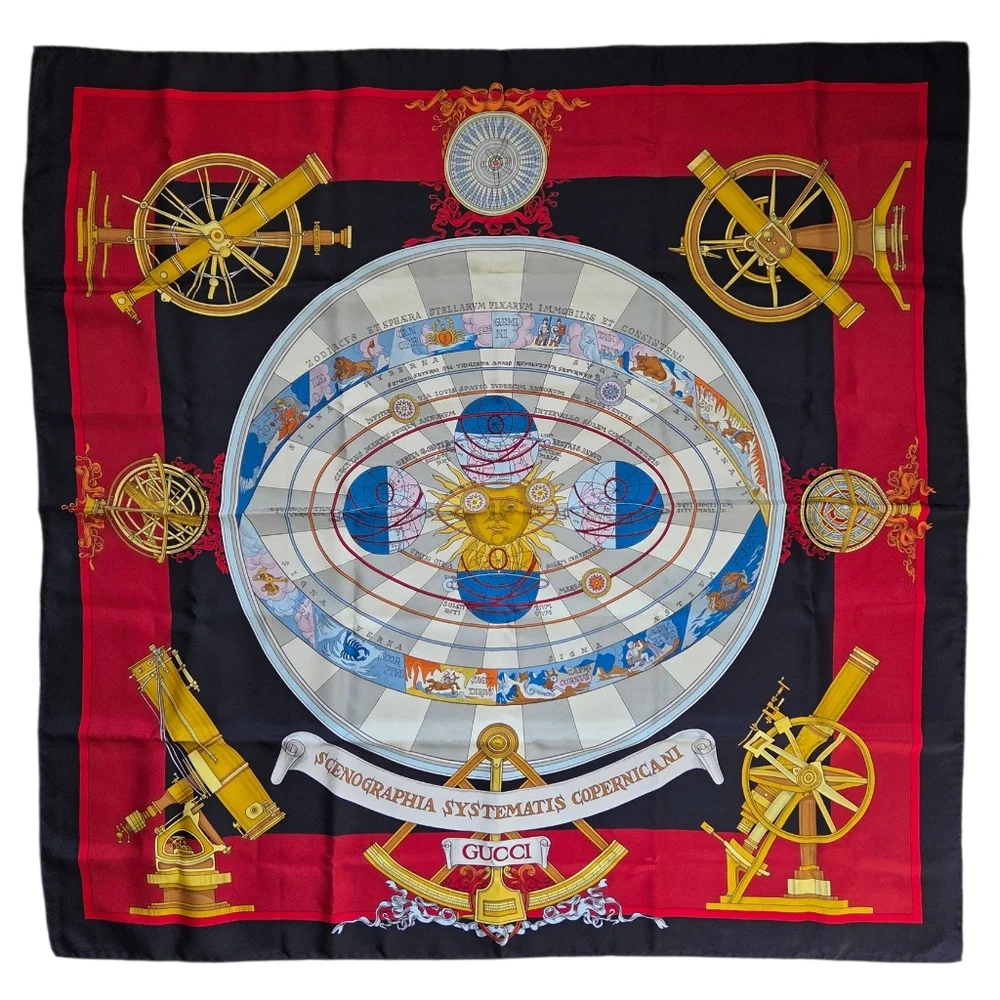 Gucci Vintage Zodiac Silk Scarf Carré 34" Astrology Made in Italy - Picture 3 of 16